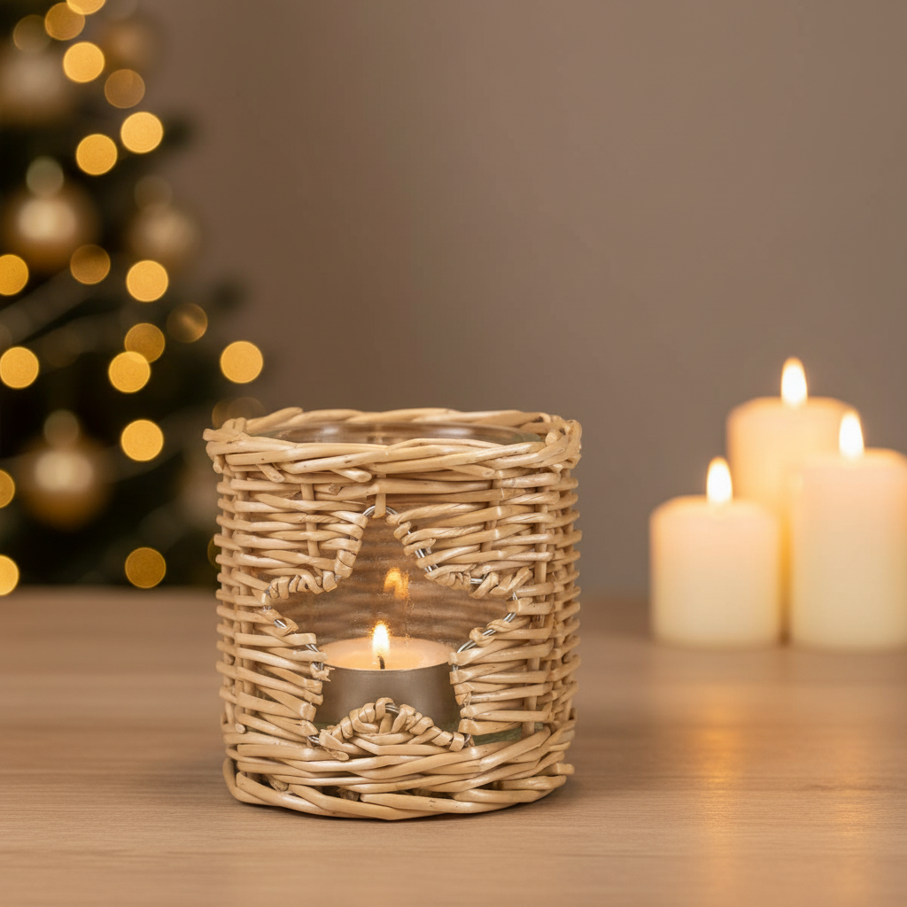 Rattan Windlicht Stern 9cm