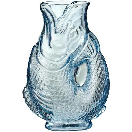 Vase fischförmig hellblaues Glas