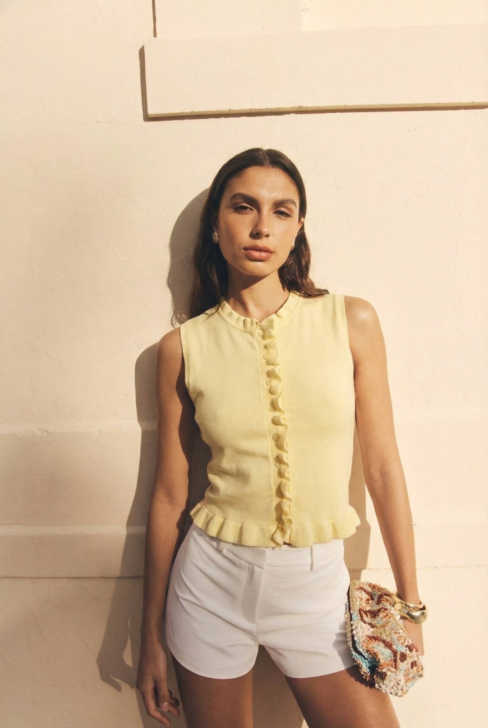 Ärmellose geraffte Weste