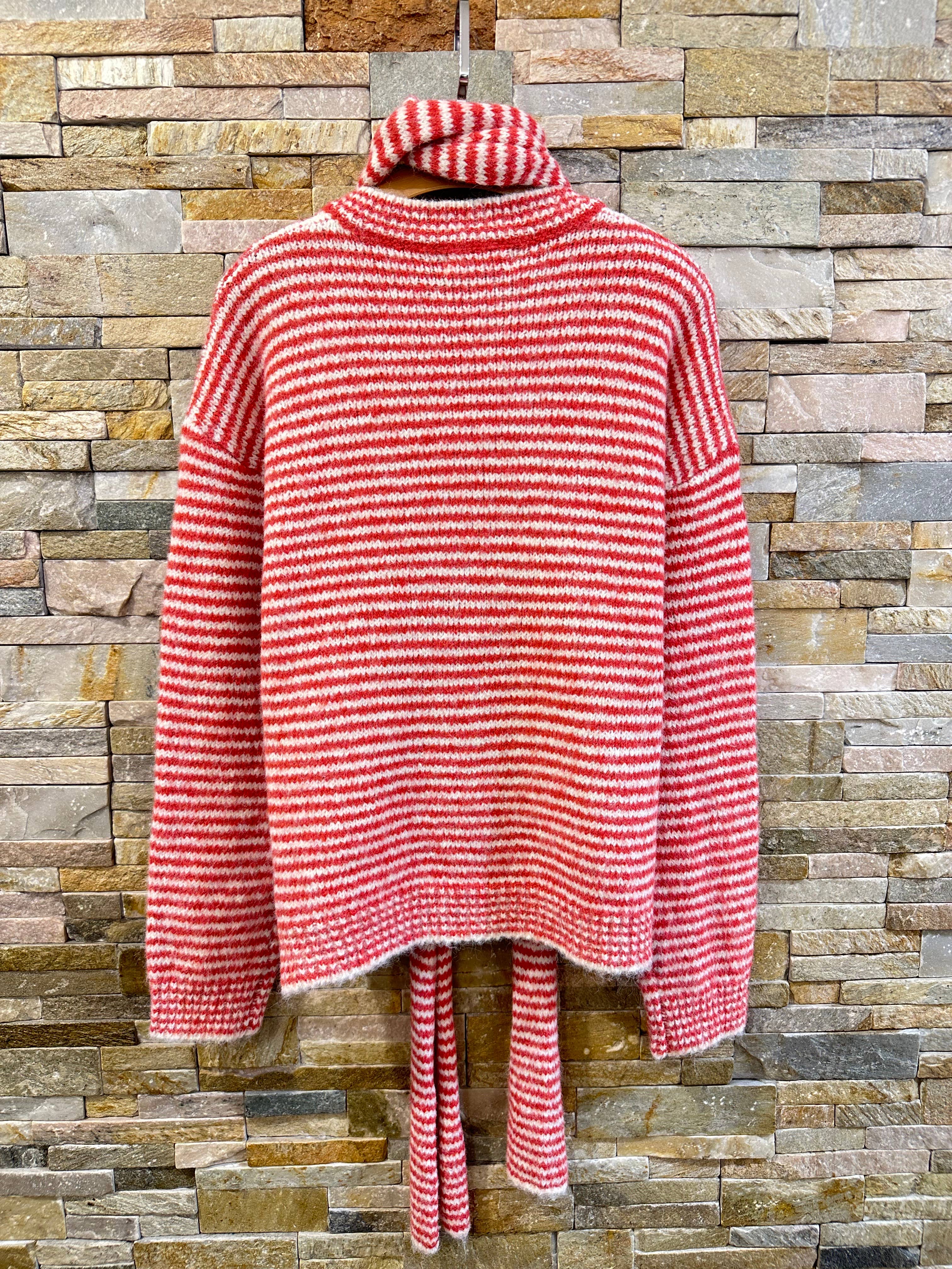Cocoon-Cardigan mit passendem feinem Schal AP165 Rot