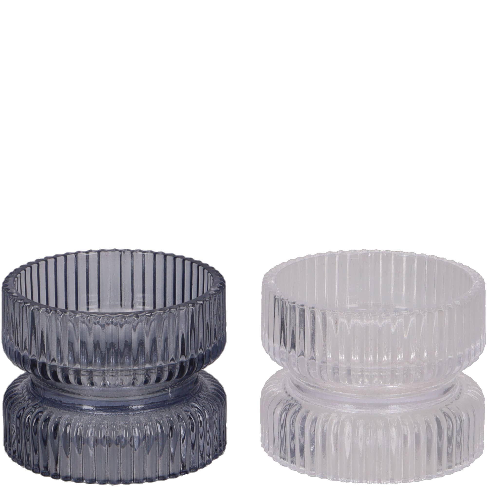 Glas Teelichthalter Jamie, 2 Farben, D9cm, H7cm,