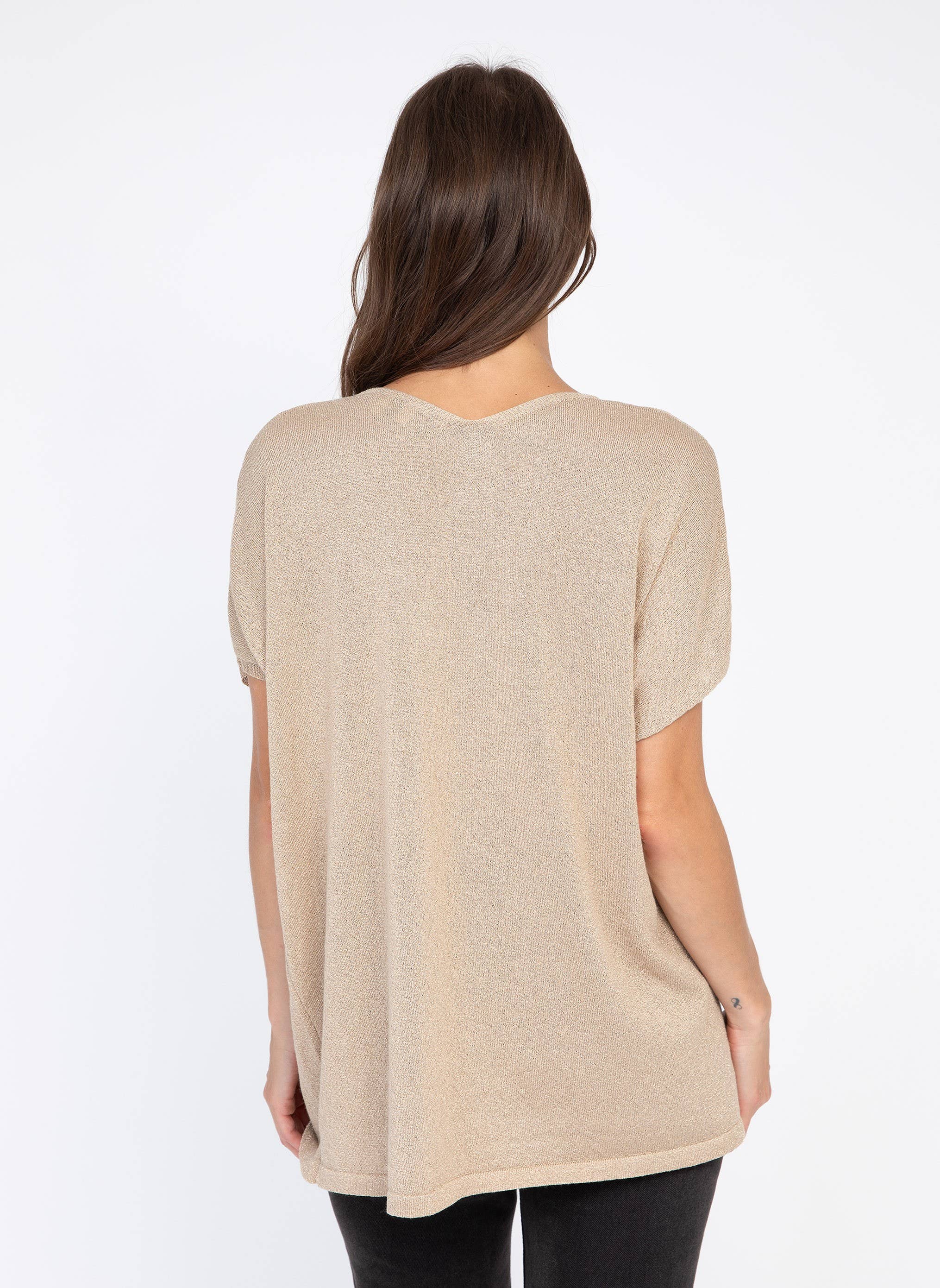 Glänzender und weiter Pullover LANDREW sandfarben