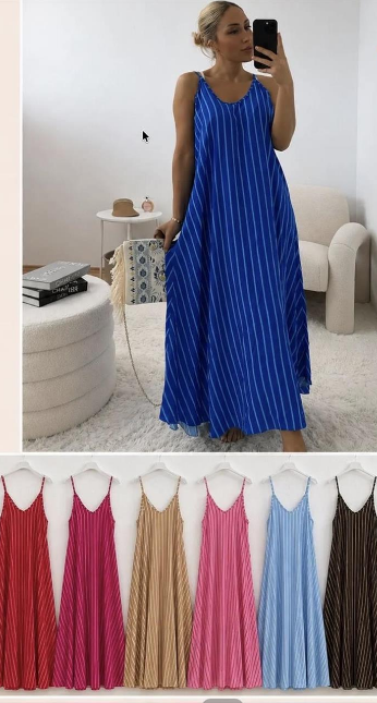 schönes langes Kleid vertikal gestreift