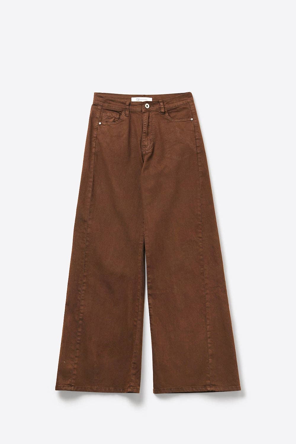 Extra weite, elastische Baumwoll-Twill-Hose in Braun