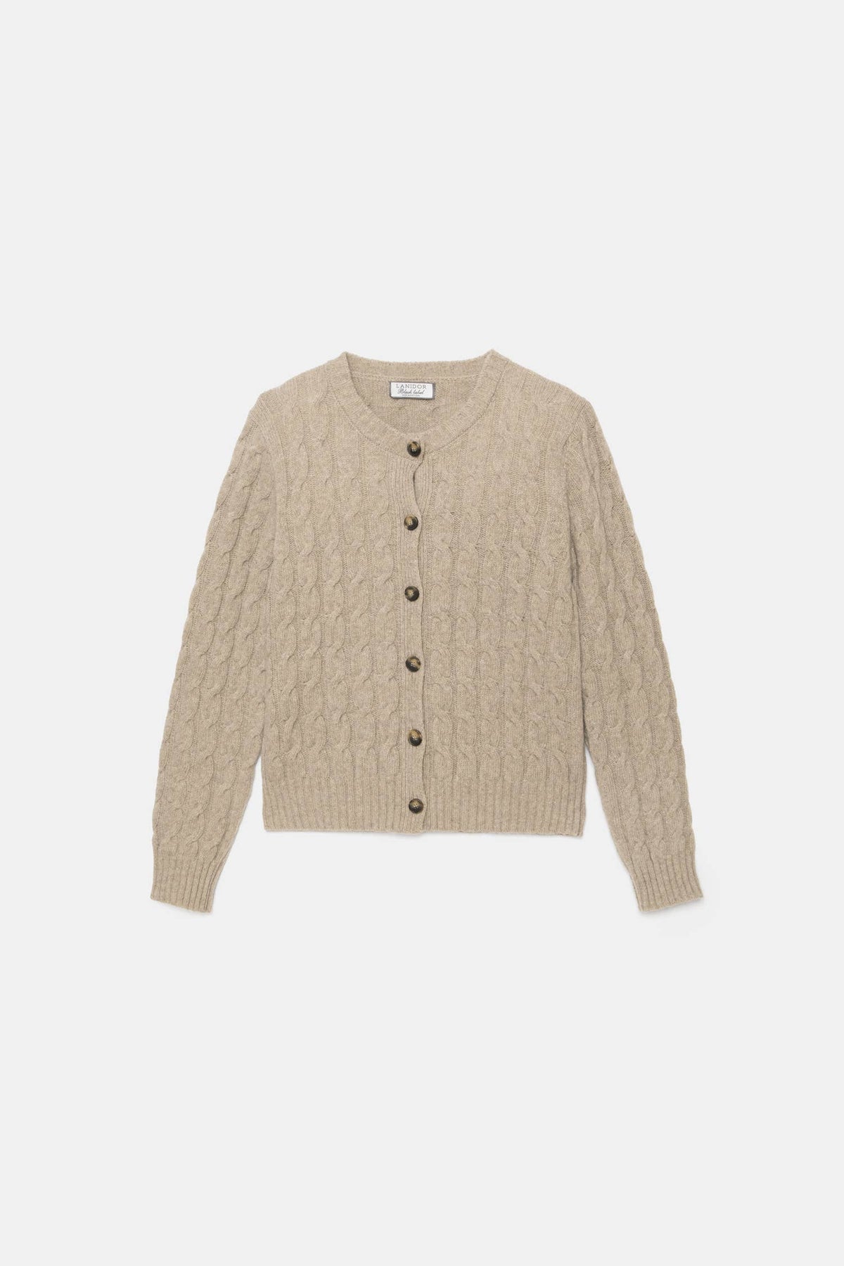 Cardigan mit Zopfmuster beige