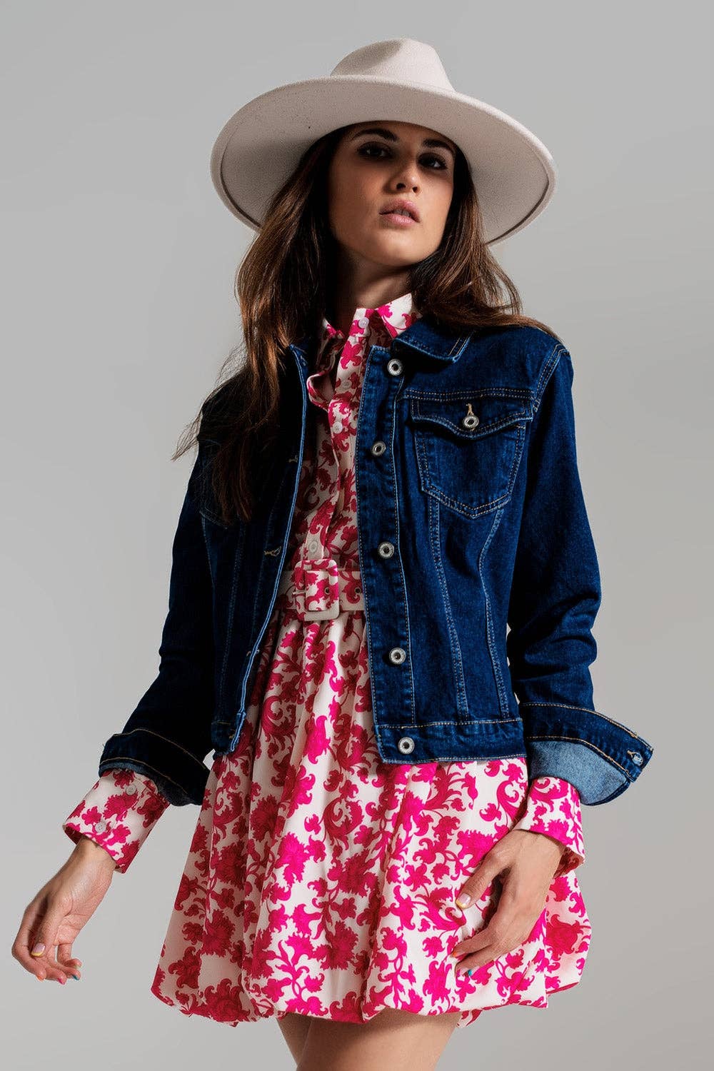 Basic-Stretch-Denimjacke in dunkler Waschung