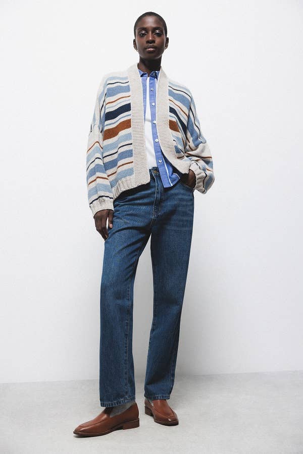 Gestreifter Strickcardigan Strickjacke