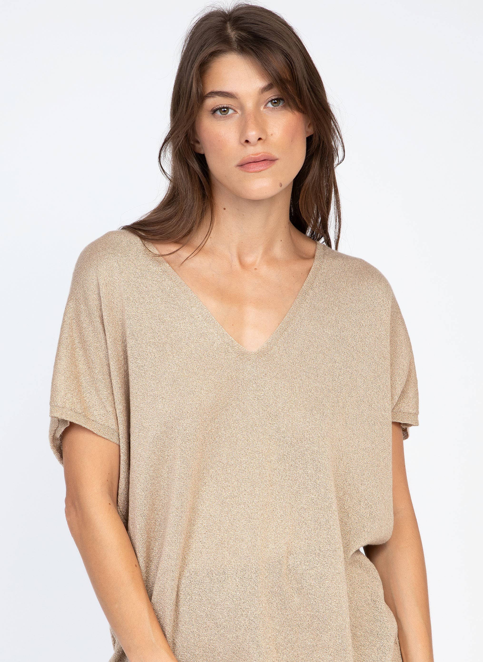 Glänzender und weiter Pullover LANDREW sandfarben