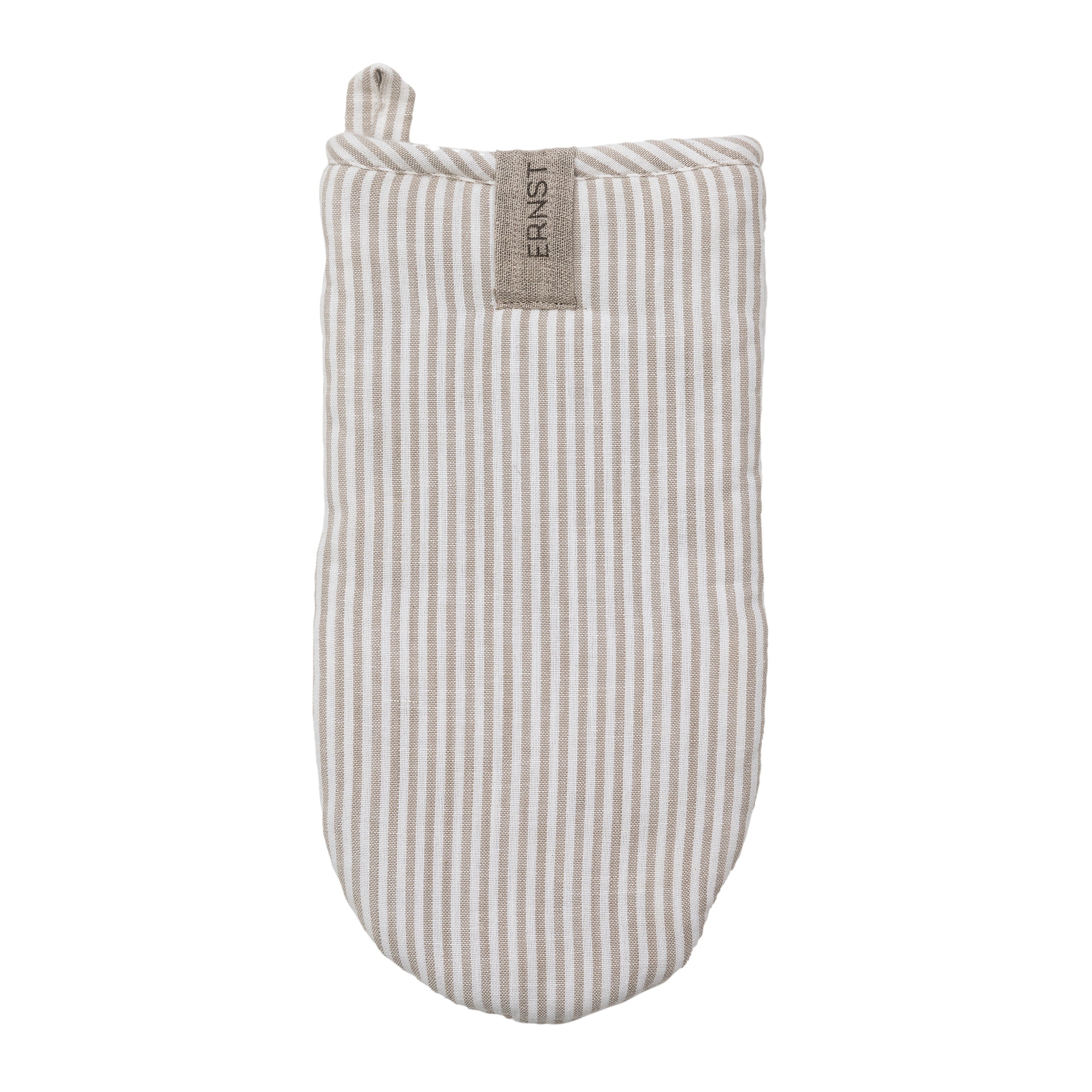 Ofen / Topflappen Grillfäustling in beige weiß gestreift