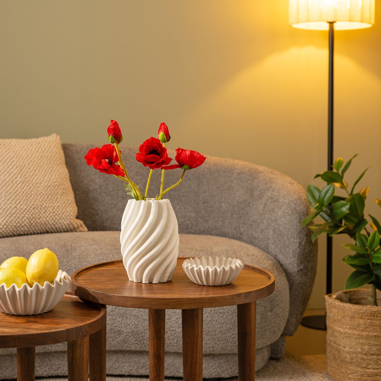 Deko Schale aus Keramik weiß / creme