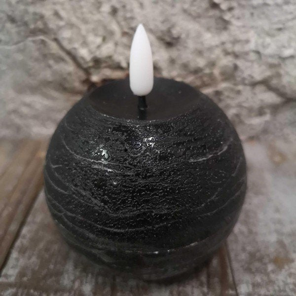 Kerze LED mit Timer schwarz 8cm
