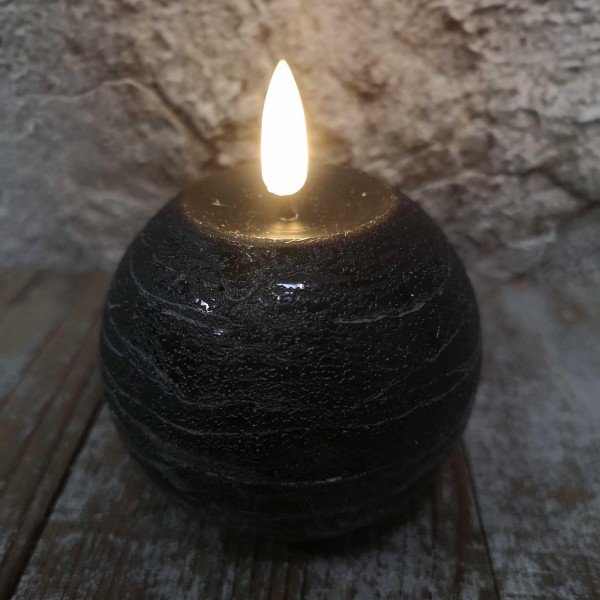 Kerze LED mit Timer schwarz 8cm