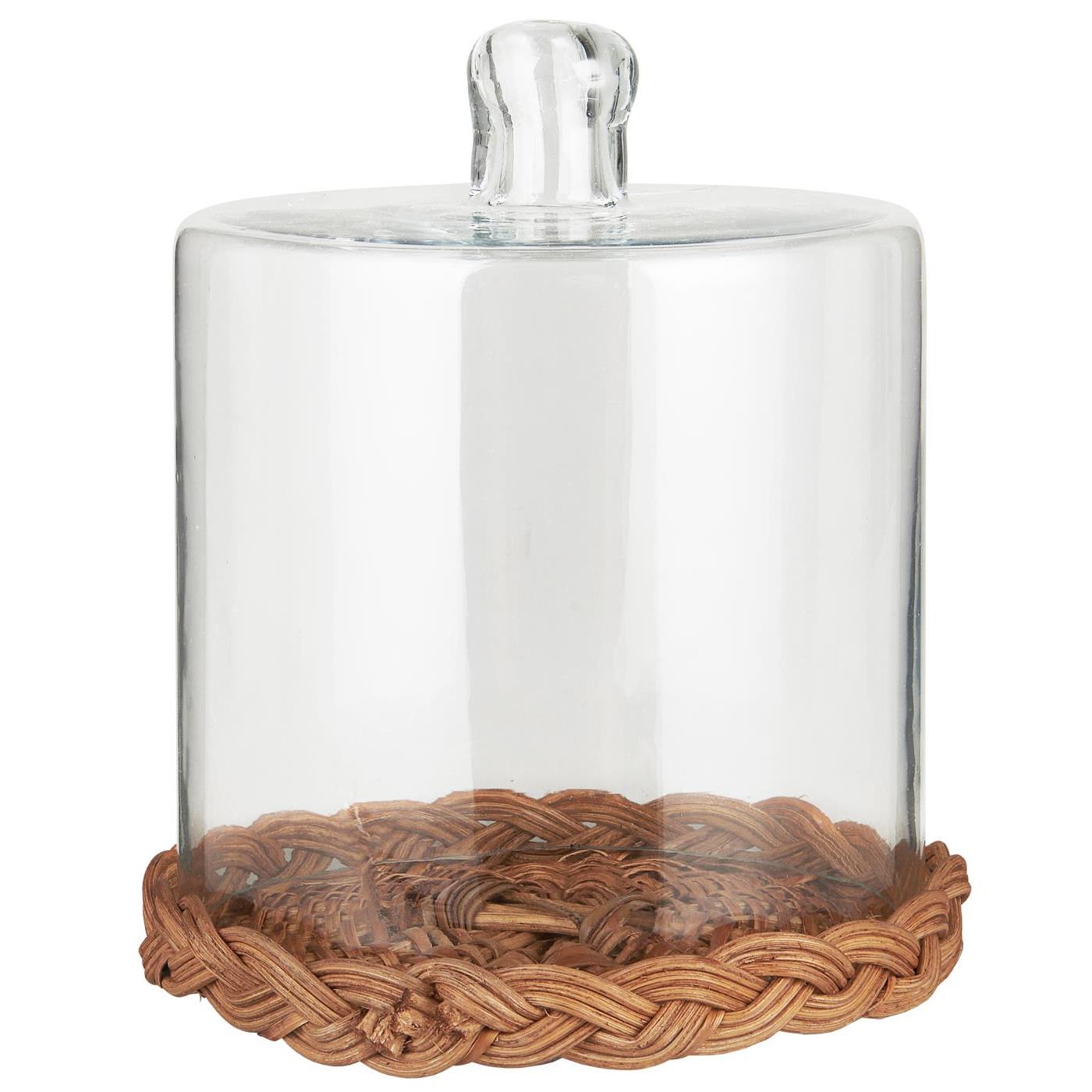 Glasglocke m/Rattanboden mundgeblasen