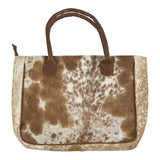 Handtasche Rindleder braun/weiß