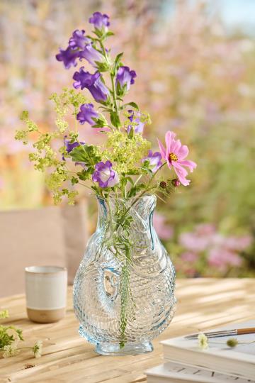 Vase fischförmig hellblaues Glas