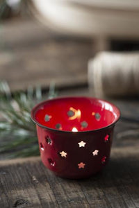 Teelichthalter IB Laursen rot mit Sternen