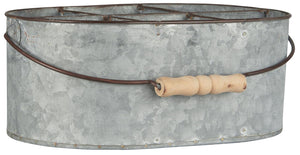 Korb Metall m/6 Fächern und Holzhenkel
