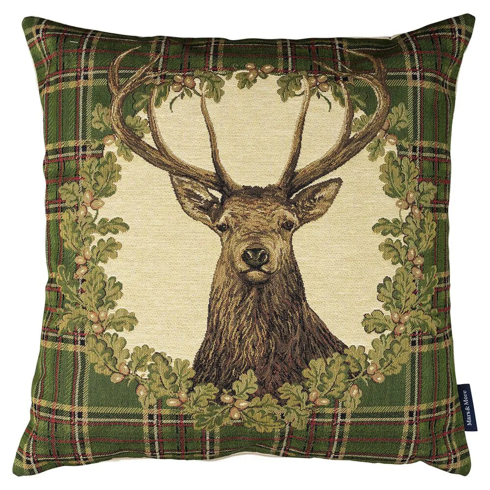 Gobelinkissen  Tartan Hirsch grün 45x45cm